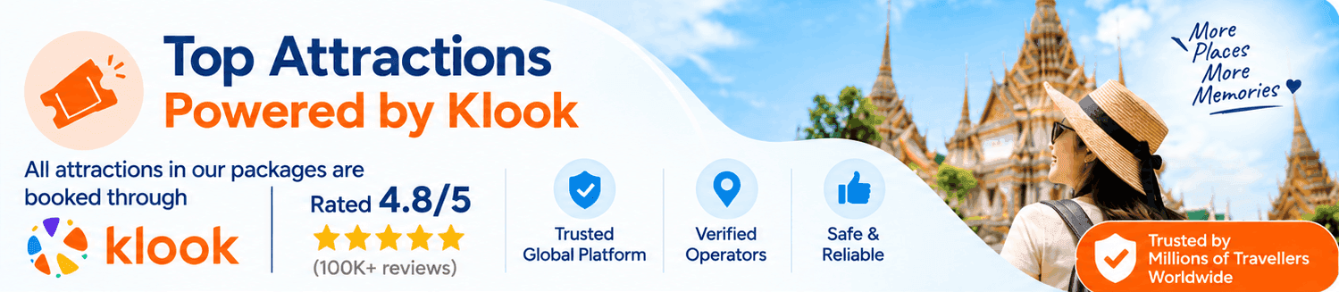 Top attractions powered by Klook — verified operators, safe & reliable