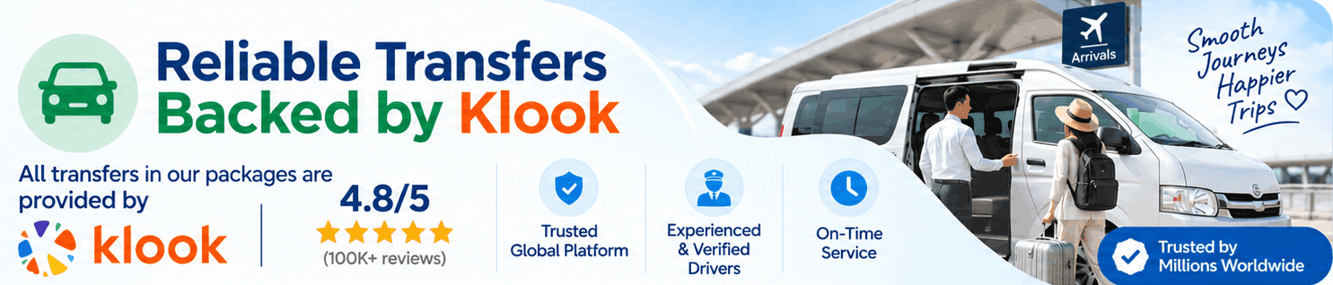 Reliable transfers backed by Klook — experienced & verified drivers, on-time service